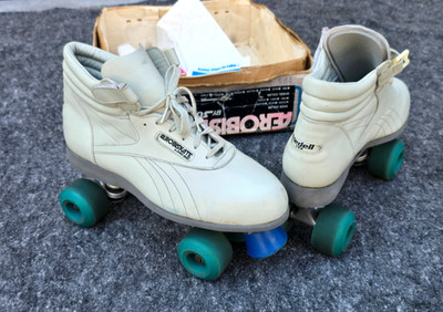 *RARE* RIEDELL USA AEROBISKATE GREY ROLLER SKATES SURE-GRIP SUPER X 8L M 12 IOB!