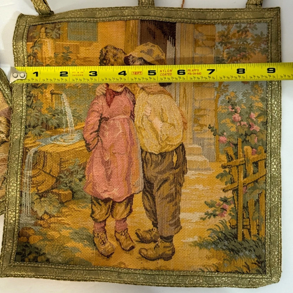Set of 2 Vintage Metrax Belgium Tapestry Wall Hangings Children Playing Scene - Image 3 of 4