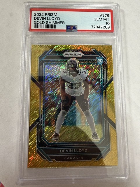2022 Panini Prizm Devin Lloyd #376 GOLD SHIMMER Prizm RC PSA 10 Jaguars POP 1