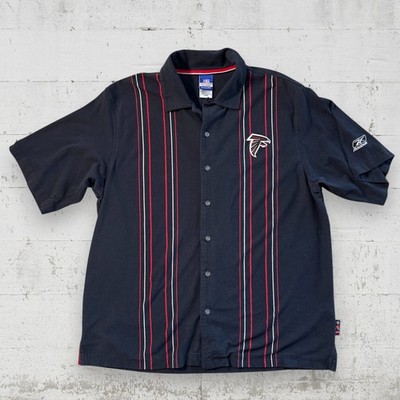 NFL Reebok Atlanta Falcons Button Up Bowling Shirt Y2K Loop Collar Sz L