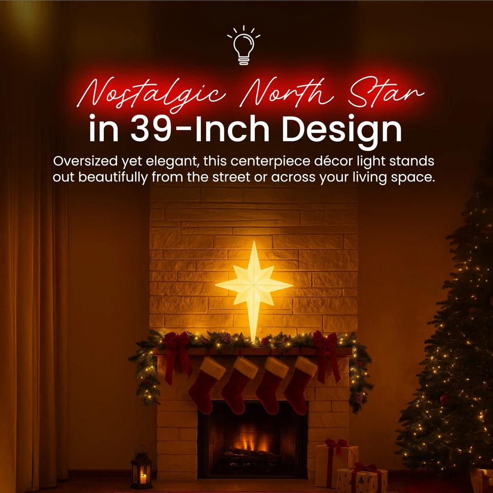 Union Products 75900 39" LED North Star Hanging Blow Mold Christmas Decoration - Image 4 of 4