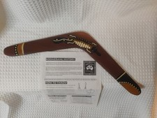 Vtg Aborigines Handcrafted Melbourne Boomerang Hand Carved Wood Painted Symbol