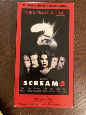 Scream 3 VHS tape cassette 2000 bonus edition red box horror wes craven posey