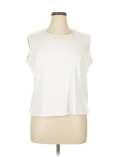 Reference Point Women Ivory Sleeveless T-Shirt 1X Plus