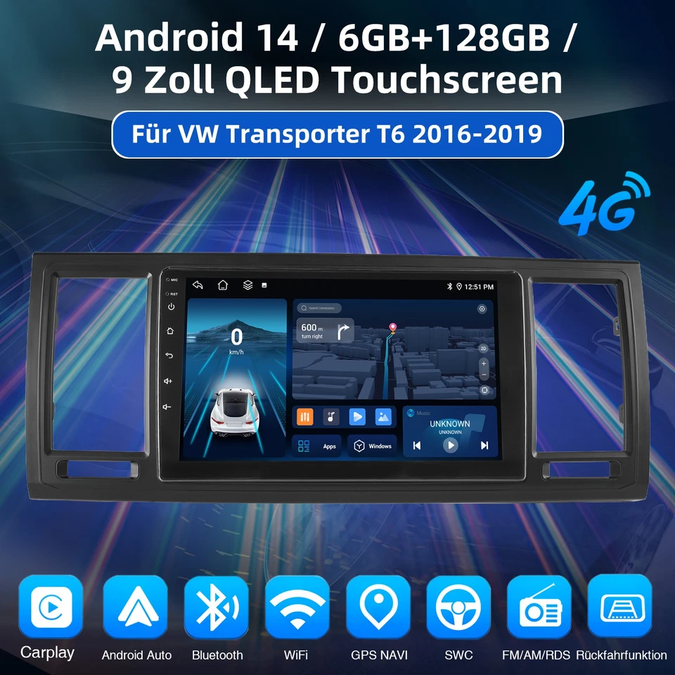 6+128GB DAB Android 14 Autoradio Carplay Navi Für VW T6 Transporter/Caravelle VI - Bild 4 von 4