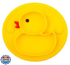 Linowos Silicone Divided Toddler Plates, Portable Non Slip Suction Plates for