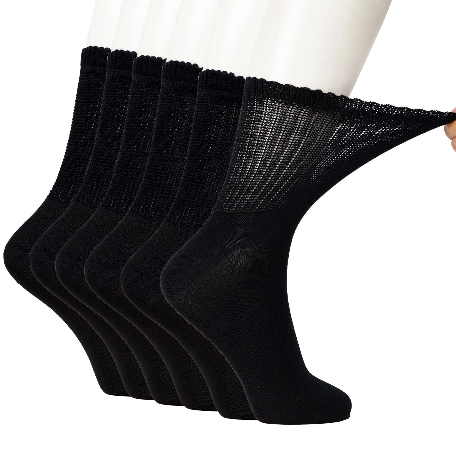 +MD Viscose Crew Diabetic Socks for Men & , 6 Pairs, Soft Cushioned, Non-Bind...