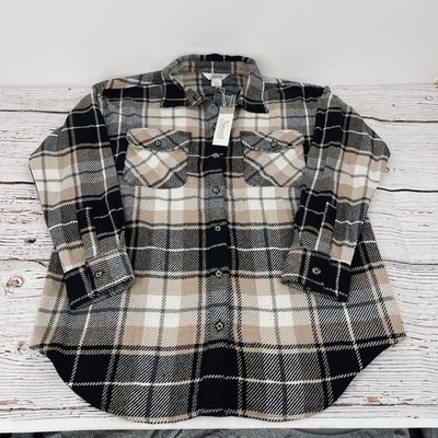 Natural Reflections Fireside Flannel Plaid Shirt Women's Small Warm Night Plaid
