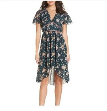 Chelsea28 Green Floral Lace Flutter Sleeve Fit & Flare Midi Dress Size L