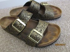 Ladies Birkenstock Arizona Sandals Double Gold Straps size EU 39 very good cond