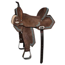 HS 15 In Hilason Western Horse Barrel Flex Tree Trail American Leather Saddle