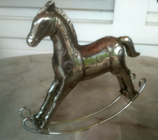 Dekofigur🐴 Schaukelpferd 🐴 Metall silberfarben ca. 21 x 18 x 4 cm