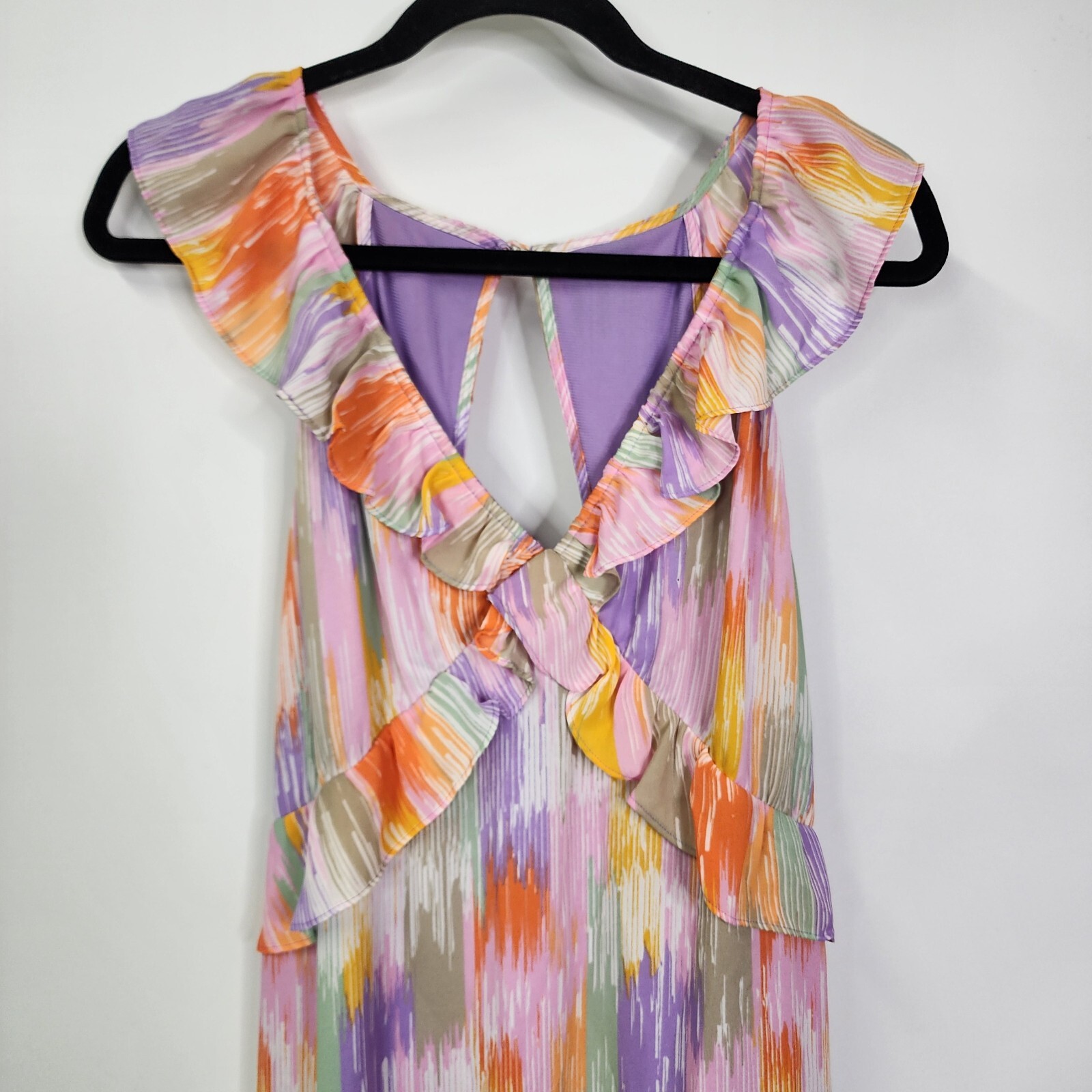 Collective Concepts Dresses Open Back Ruffle Sleeveless Midi Dress NEW Large