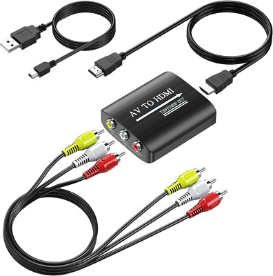 RCA to HDMI Converter 1080P AV Adapter for TV/PC/PS3/Xbox/Wii/VHS/DVD with Cable