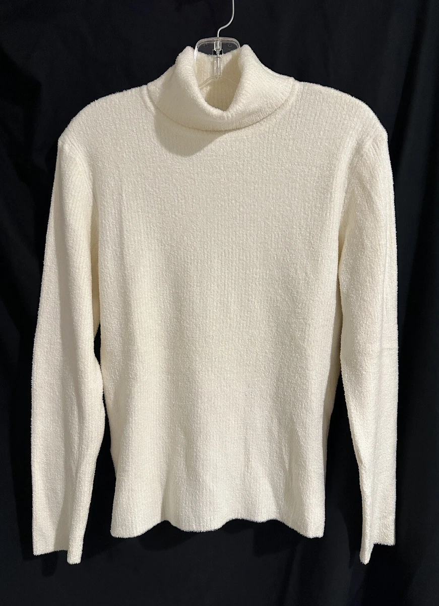 Women Talbots Turtleneck Sweater Size Medium Ivory Cream Nylon