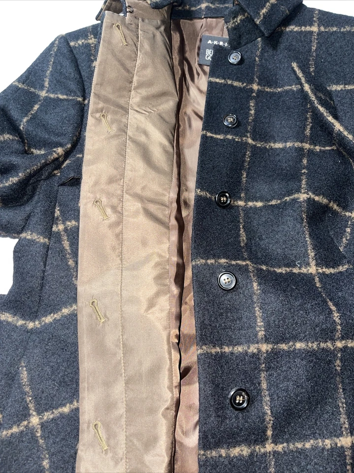 Preowned- Akris L/S Plaid Stripes Alpaca Button Front Jacket Womens (Size 14) - Image 4 of 4