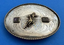 VTG 1968 Pan Aggie Stampede Sterling Silver Cowgirl Champion Trophy Belt Buckle