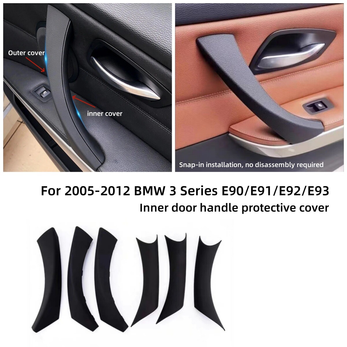 Car Interior Door Handle Panel Front Left ABS for BMW E90 E91 3 Series 318 320 325 328 2004-2012 Sedan from Other Interior Accessories - price 21.58