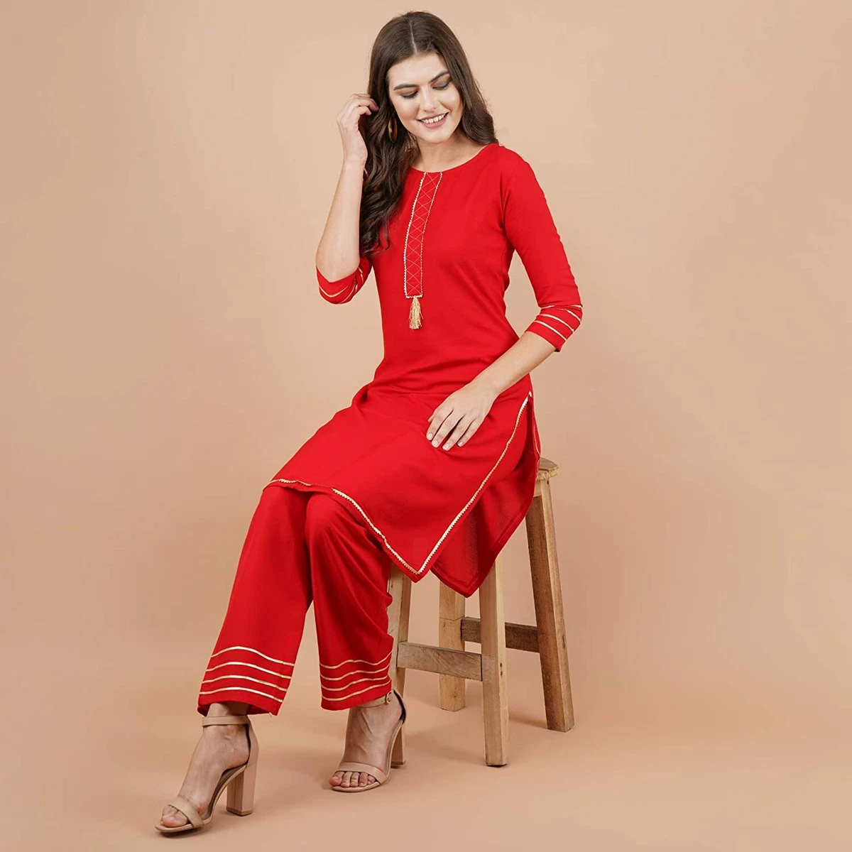 Red gota patti suit hot sale