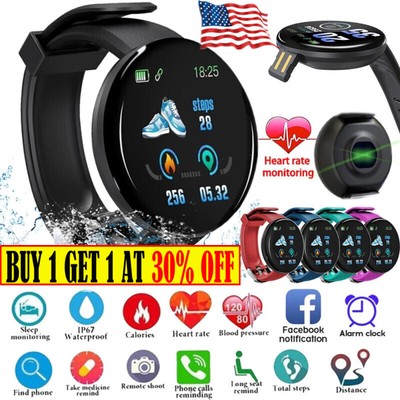 Smart Watch Gifts Bluetooth Heart Rate Blood Pressure Monitor Fitness Tracker US
