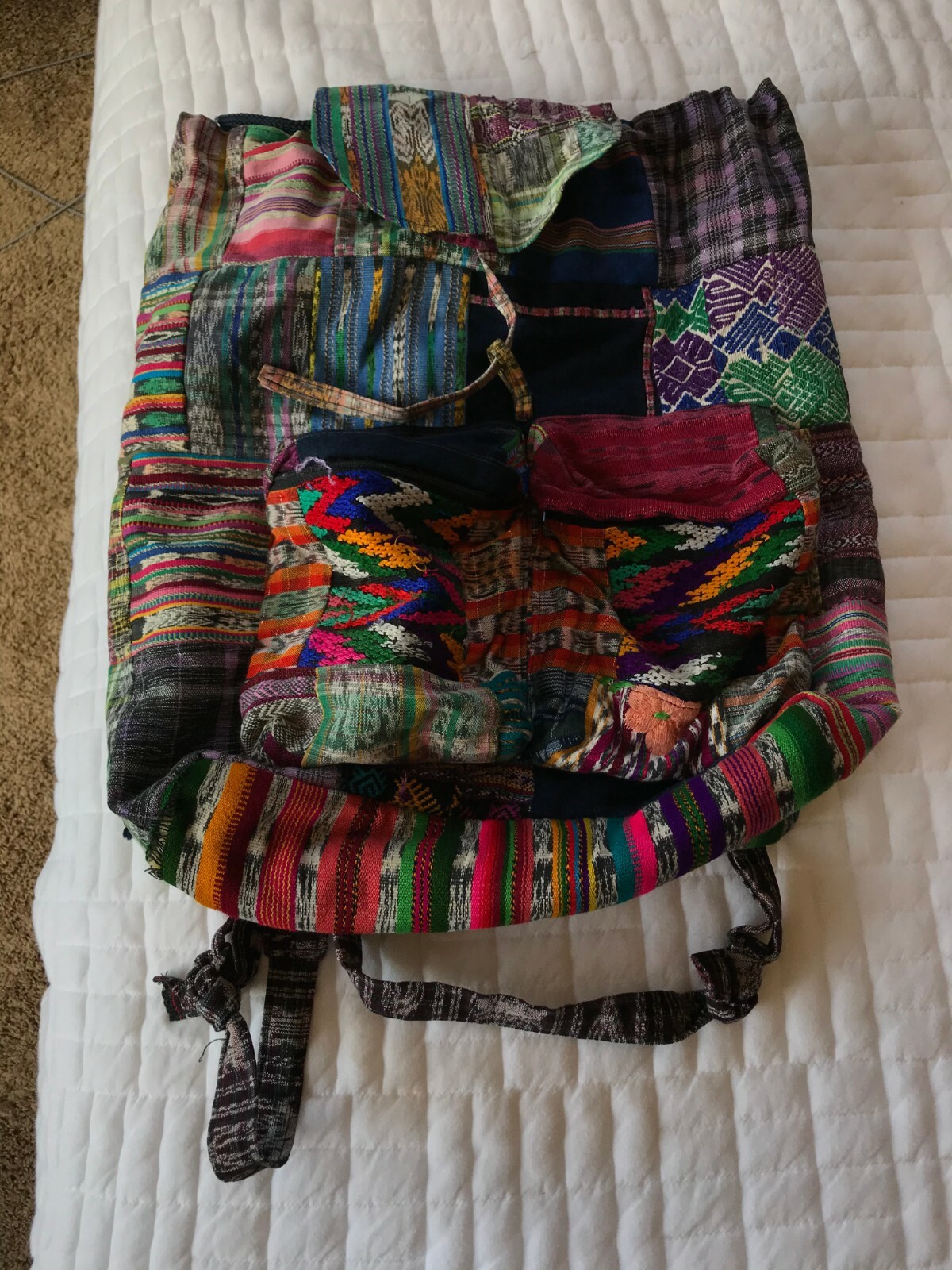 Patchwork Hippie Backpack - Colorful Unique Ecuad… - image 1