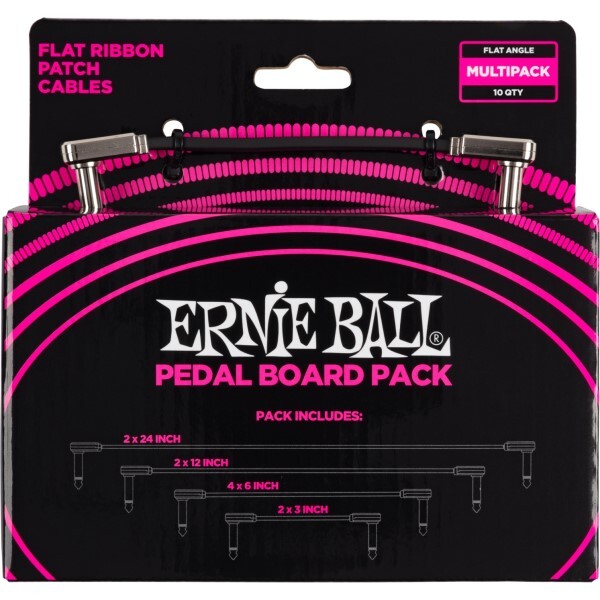 Ernie Ball Eb6224 Patchkabel Flach Gewinkelt/gewinkelt Schwarz 10er