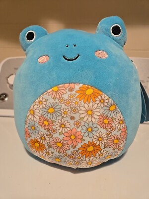 Squishmallows Originals Robert the Frog, Teal Floral Plushie 8 In ,NEW WITH TAGS