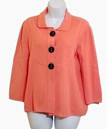 Yarns & Stitches Cardigan Women's Size S Vintage Y2K Long Sleeve Swing Peach