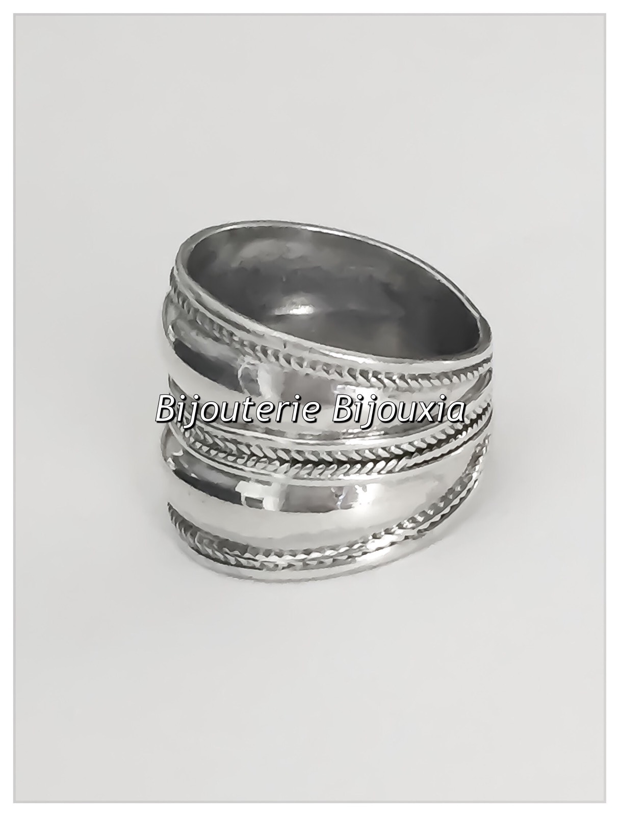 Grosse Bague Vintage En Argent Massif 925 - Taille 56 - Style Large Et Imposant