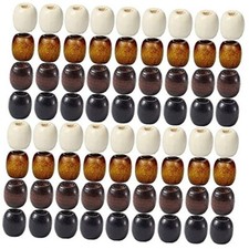 200Pcs Large Hole Barrel Wood European Loose Beads 4 Colors Natural Wooden
