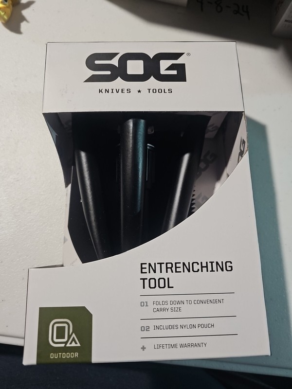 SOG Entrenching Tool Serrated Edge, High Carbon Steel Nylon Sheath  F08-N