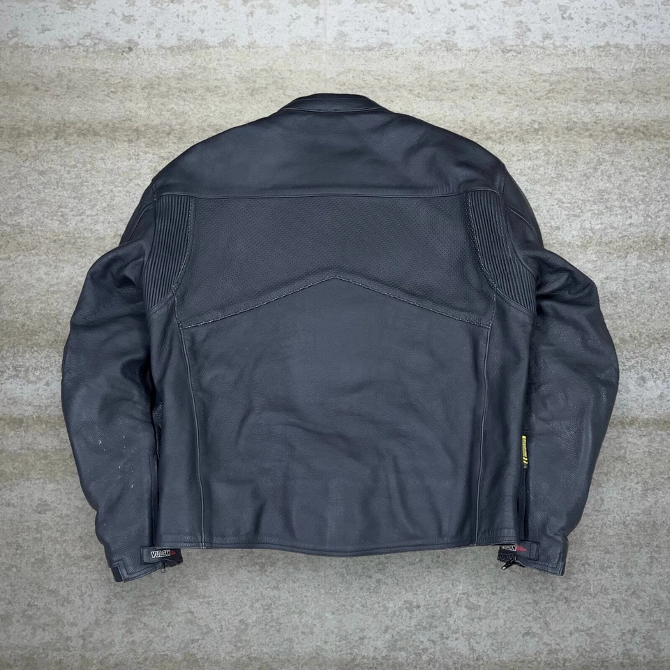 Chaqueta De Colección Vulcan Cuero Genuino Para Hombres XL Jet Negro Motociclista Estilo Detroit Años 90 Foto 3 de 4