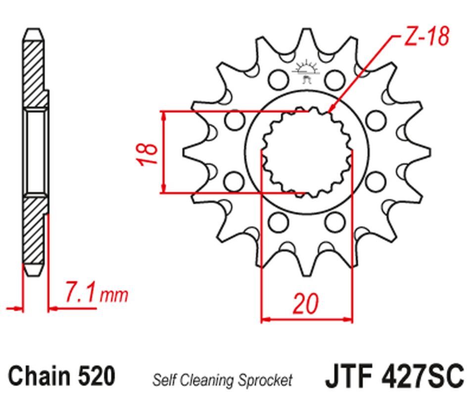 Pignon avant JT 432 13 dents en acier forgé pour transmission Suzuki RM 125