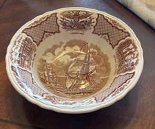 Alfred Meakin Fair Winds Brown & White Vintage 8" Vegetable Bowl Nice!