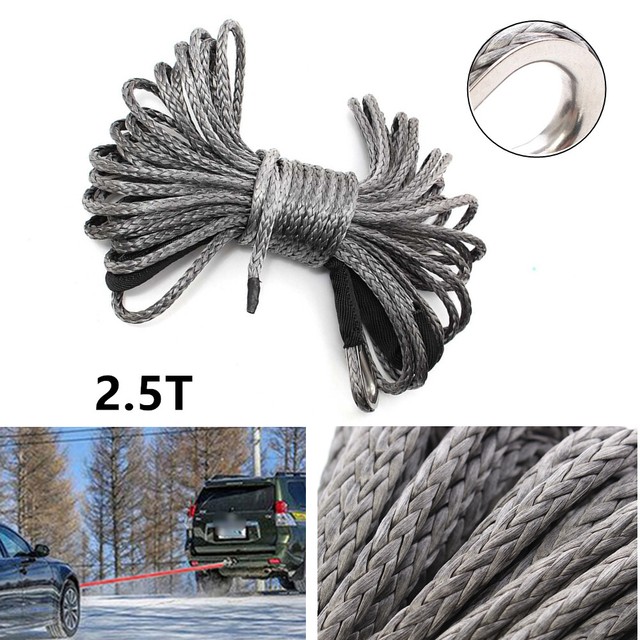 50ft×6mm Nylon Synthetic Winch Line Cable Rope Functional Fit For Car
