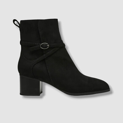 Anne Klein Women's Black Microsuede Almond Toe Booties Shoes Size 8.5M