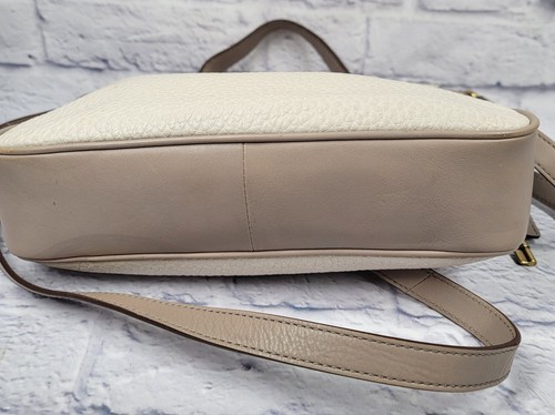 Fossil Crossbody Purse Handle Bag Pebbled Leather Beige Taupe Color Block SAMPLE - Picture 13 of 24