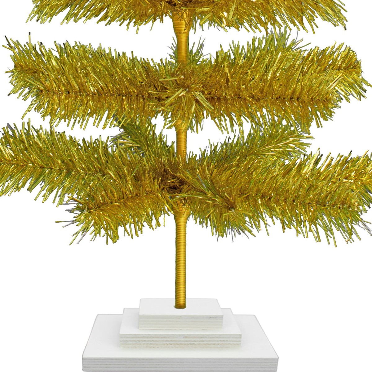 4FT Gold Tinsel Christmas Tree Wood Stand Included 48in Height