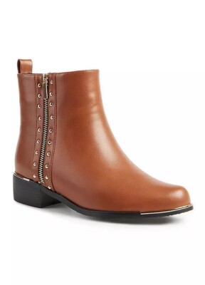 Lunar Exclusive Tan Dual Studded Ankle Boots UK 7 (F830)