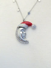 KIRKS FOLLY CANDY CANE NEW MOON PENDANT NECKLACE SILVER