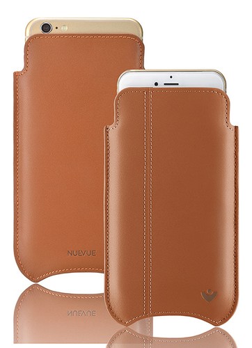 Para IPHONE SE-3 Funda Bronceado Cuero Real NueVue Anti Pantalla Limpieza Funda - Zdjęcie 1 z 12