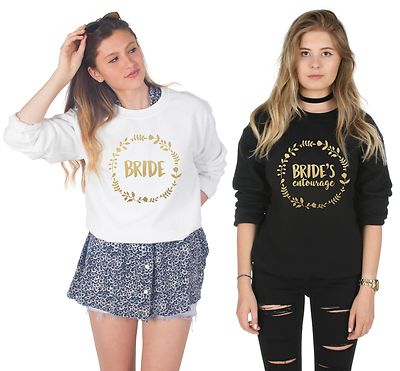 Braut Entourage Pullover Oberteil Pulli Sweatshirt Hochzeit Braut Junggesellinnenabschied Set