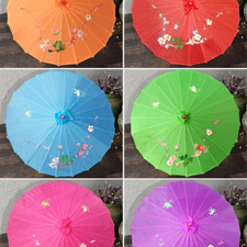 Chinese Art Bamboo Frame Silk Umbrella Parasol Dance Props Vintage Silk Umbrella