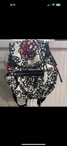 Coach Poppy Black Red Backpack Front Opening Adjustable Straps Crossbody - Picture 9 of 11