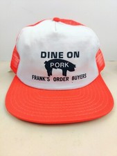 Vintage USA MADE Franks Pork Pig Farm Trucker Hat Snapback Dad Cap 80s 90s NOS