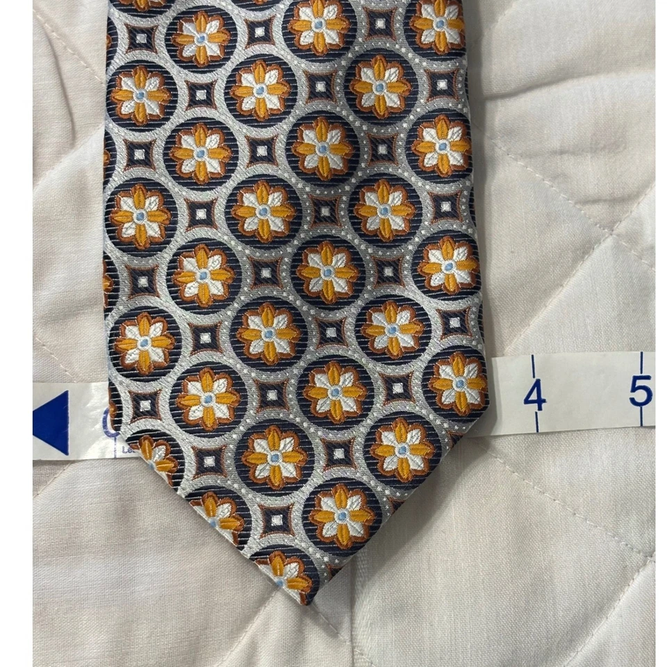 Corbata Giorgio Brutini Floral Medallón Patrón Negocios Carrera Corbata Usada Foto 2 de 4