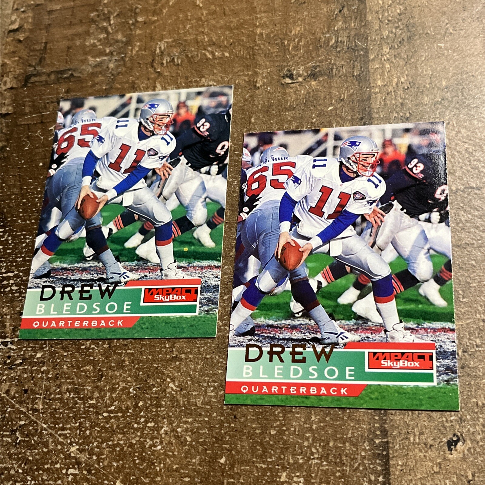 1995 SkyBox Impact Football Card #92 Drew Bledsoe x2 Bundle Lot