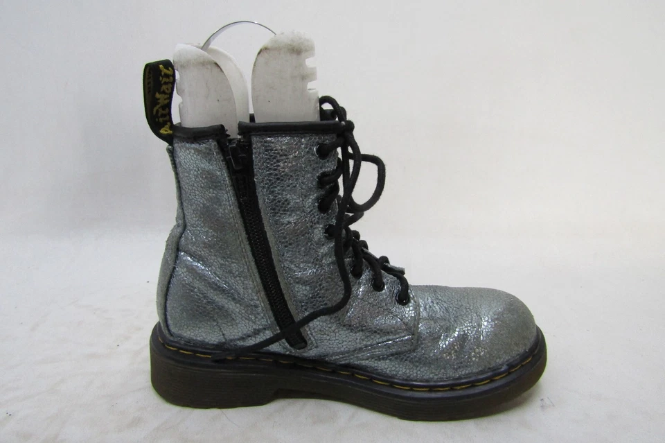 Dr. Martens Juvenil Talla 2 Aqua Cuero Metálico Cremallera Cordones 8 Ojos Botines Foto 4 de 4