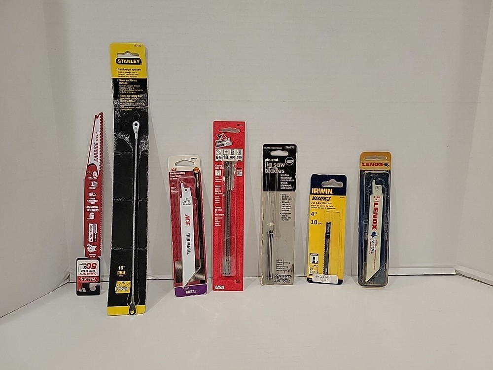 Assorted Saw Blades Set Including Coping Jig Reciprocating and Rod Saws