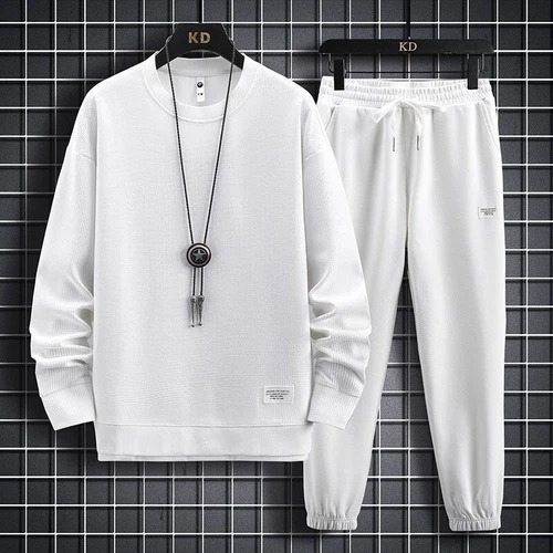 Conjunto de sudadera deportiva informal pantalón suéter para hombre 2 piezas terciopelo chándal - Imagen 5 de 29